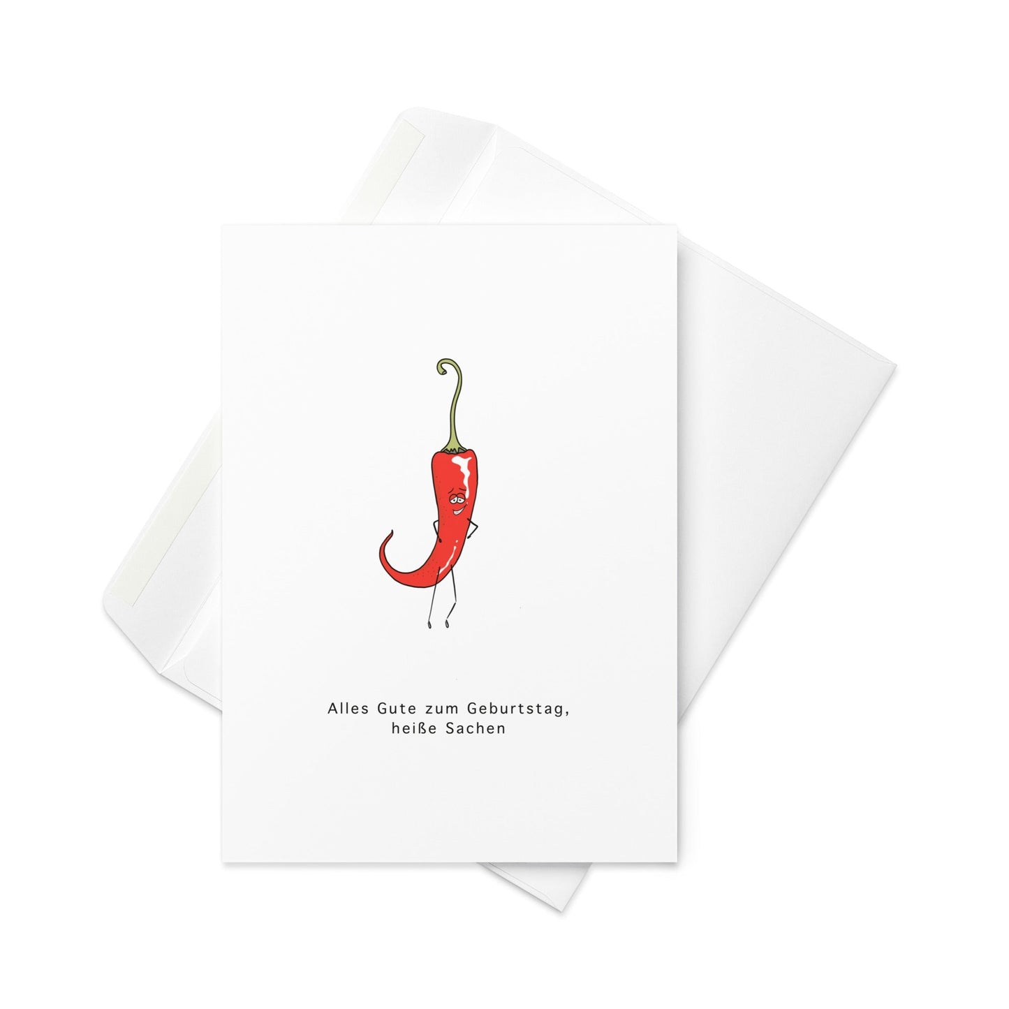 Alles Gute zum Geburtstag, Heiße Sachen – Funny German Chili Birthday Card (Blank Inside) - By The Moon
