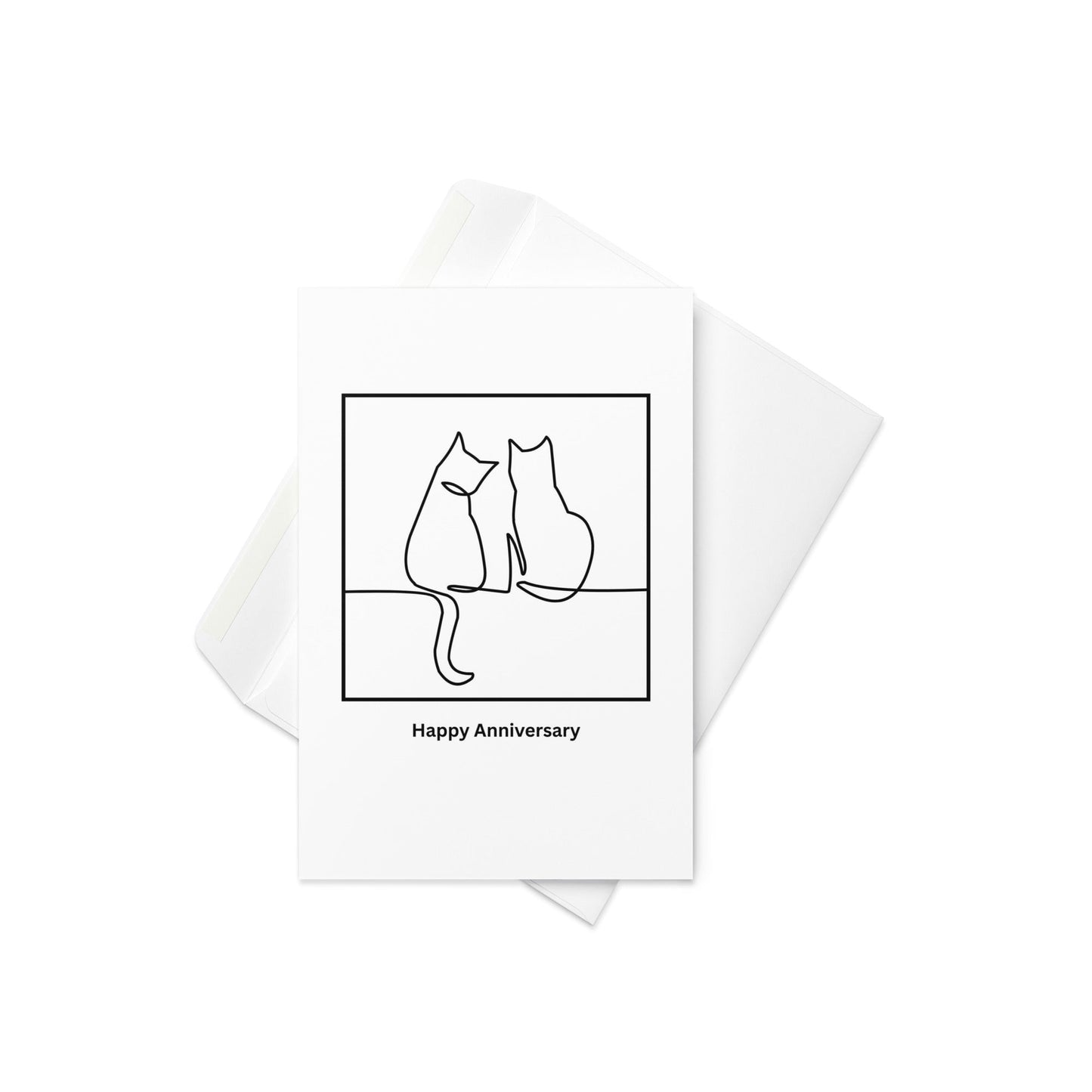 Anniversary card. Cute cat card. Blank Inside - By The Moon