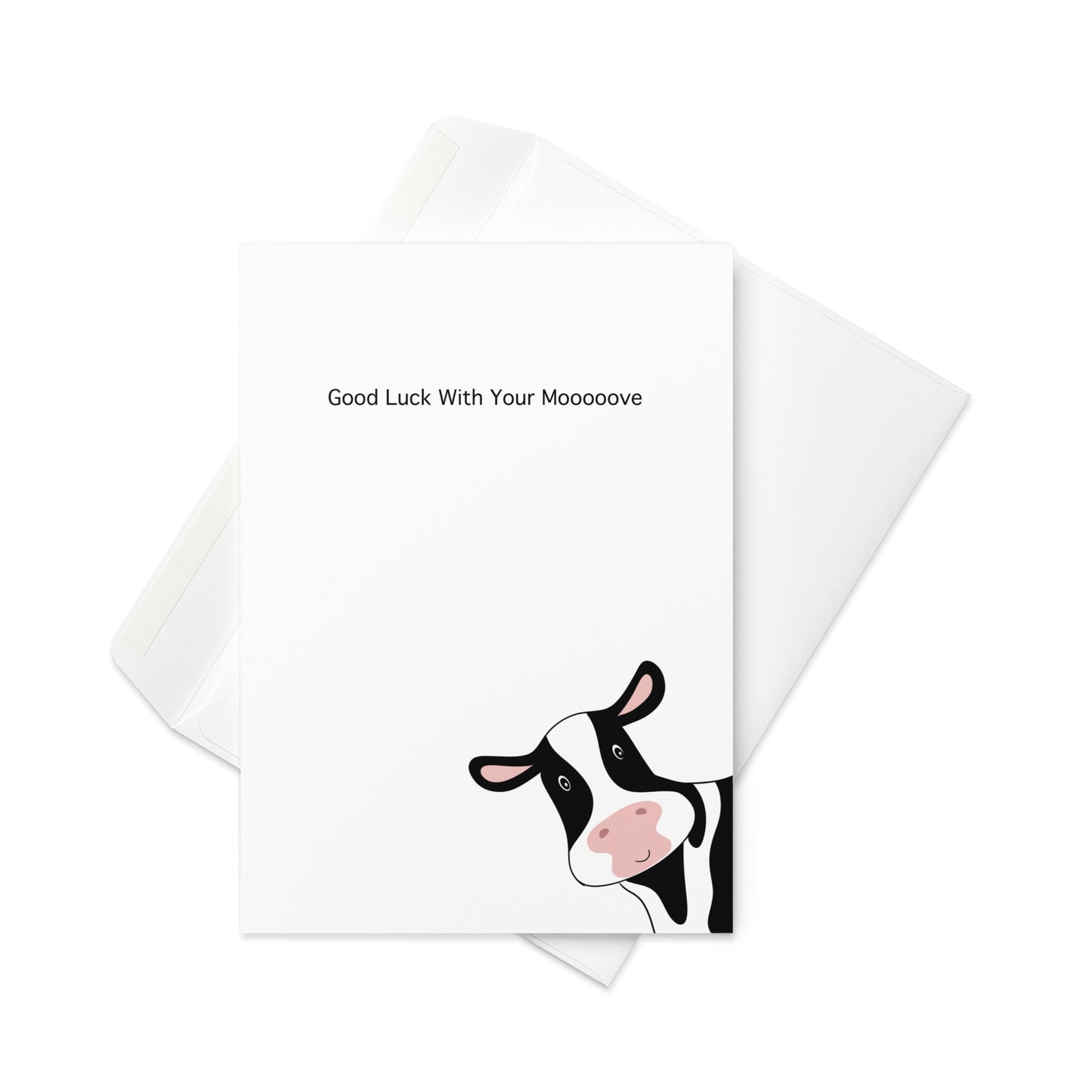 Good Luck with Your Moooooove – Cute Cow Goodbye & Good Luck Card (Blank Inside) - By The Moon