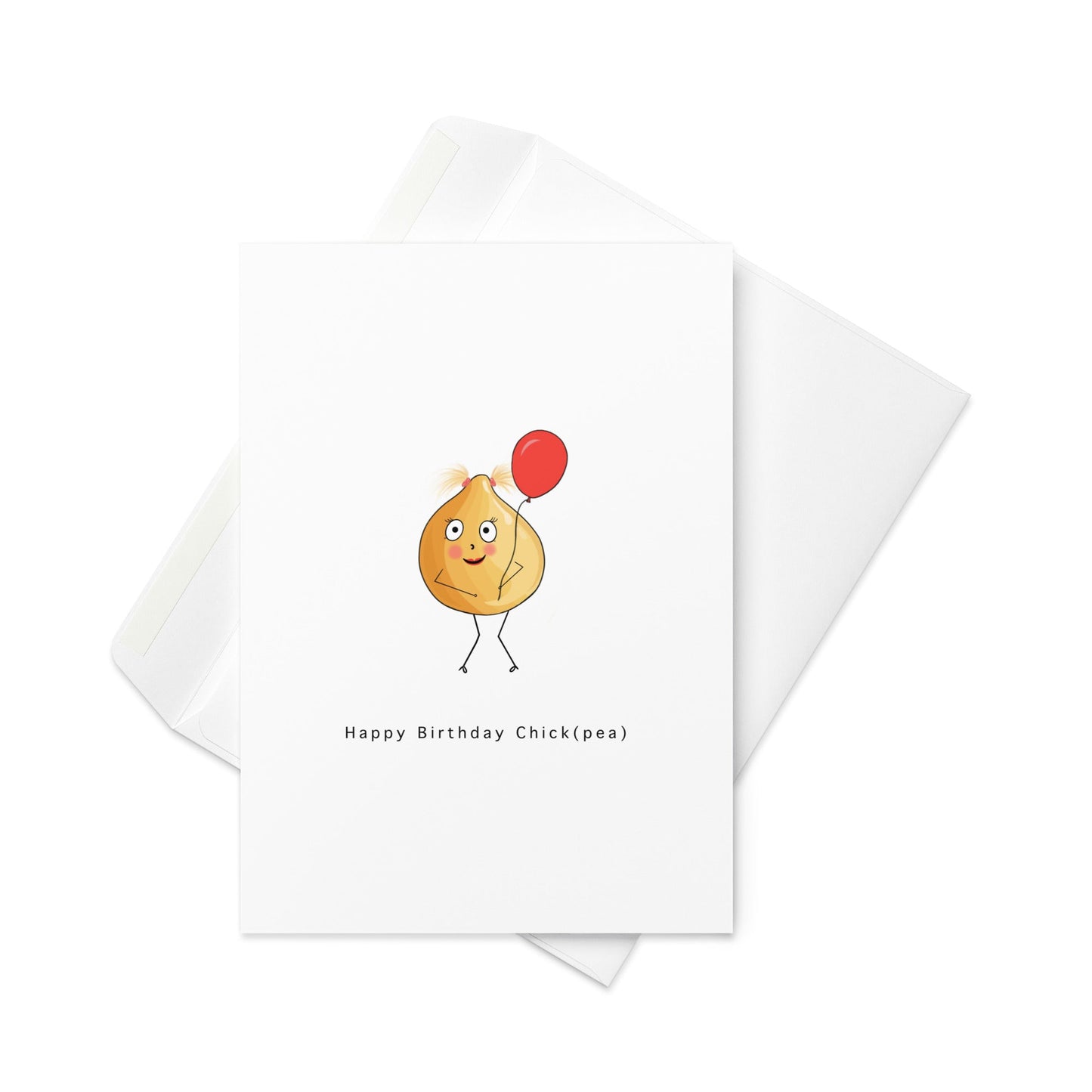 Happy Birthday Chick(pea) – Cute Chickpea Pun Birthday Card (Blank Inside) - By The Moon
