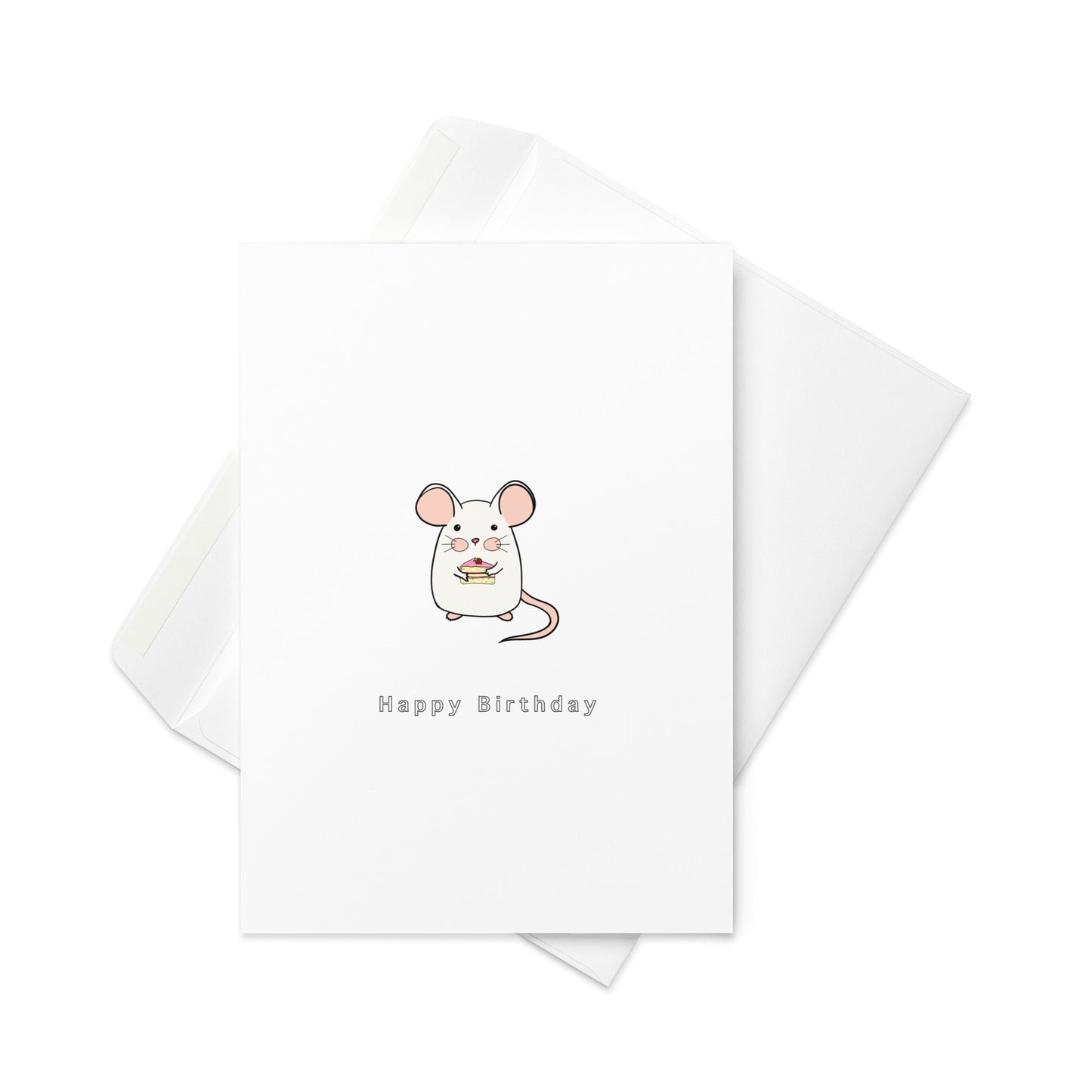 Happy Birthday, cute little mouse birthday card, blank inside. - By The Moon