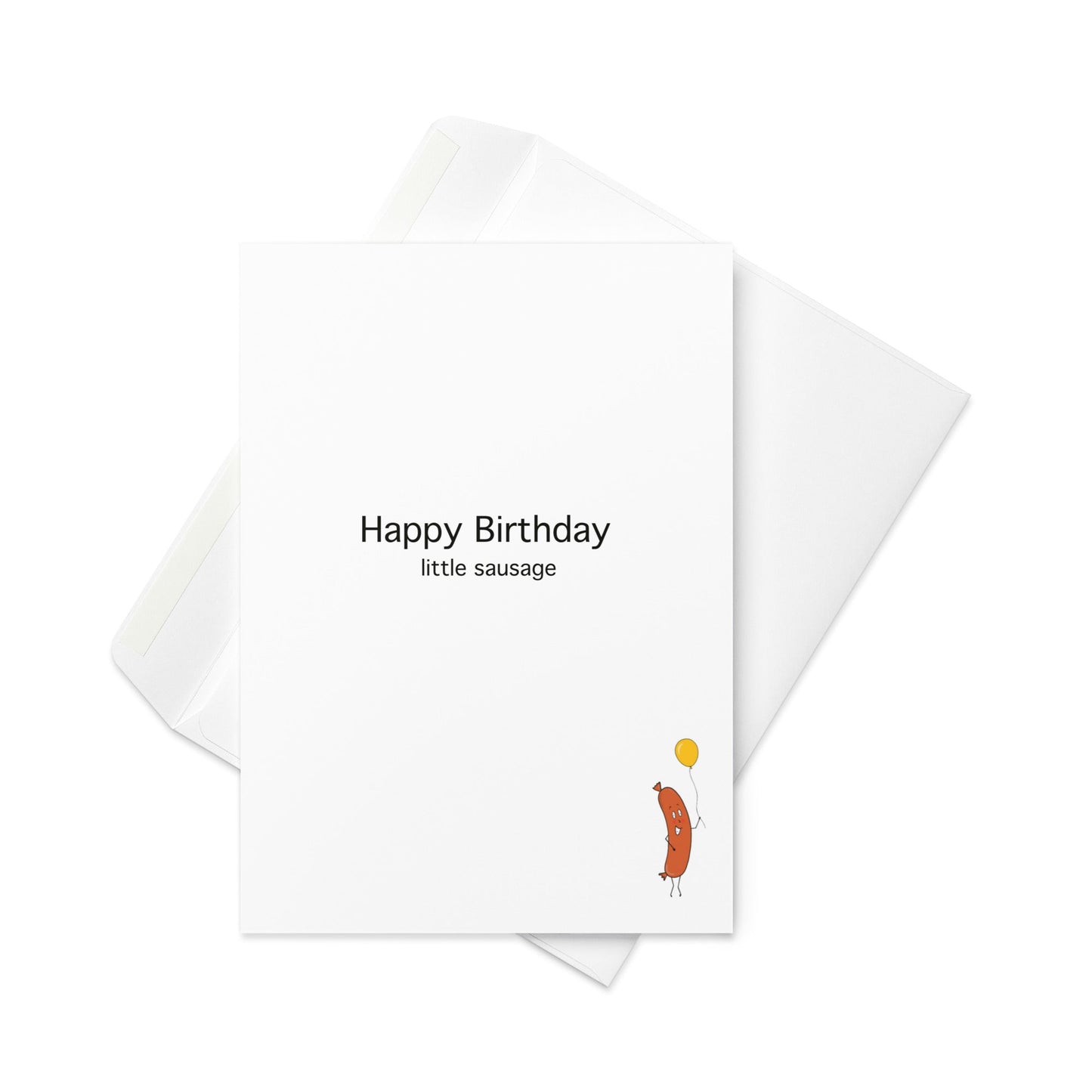 Happy Birthday Little sausage, Birthday Card, food pun card, funny card. Blank inside - By The Moon