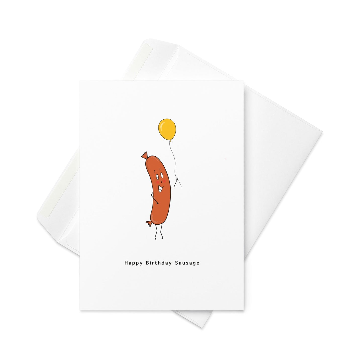 Happy Birthday Sausage - Birthday Card (Blank Inside) - By The Moon