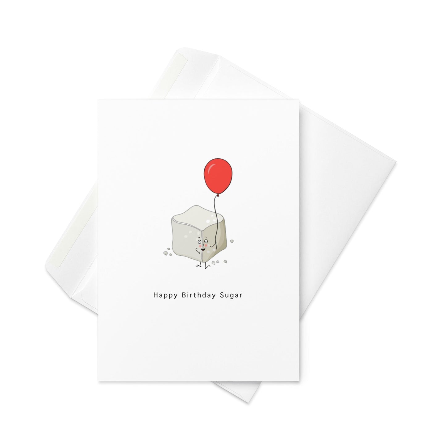 Happy Birthday Sugar – Cute Sugar Cube Birthday Card (Blank Inside) - By The Moon