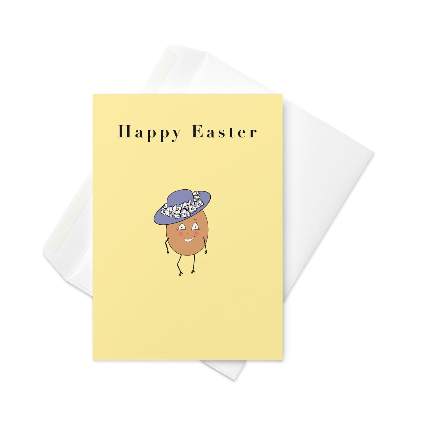 Happy Easter – Cute Character Egg Easter Card (Blank Inside) - By The Moon