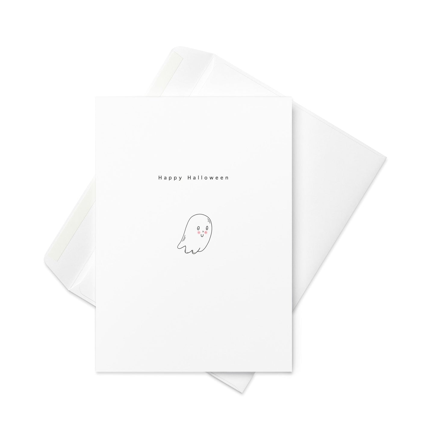 Happy Halloween – Cute Minimalist Ghost Card (Blank Inside) - By The Moon