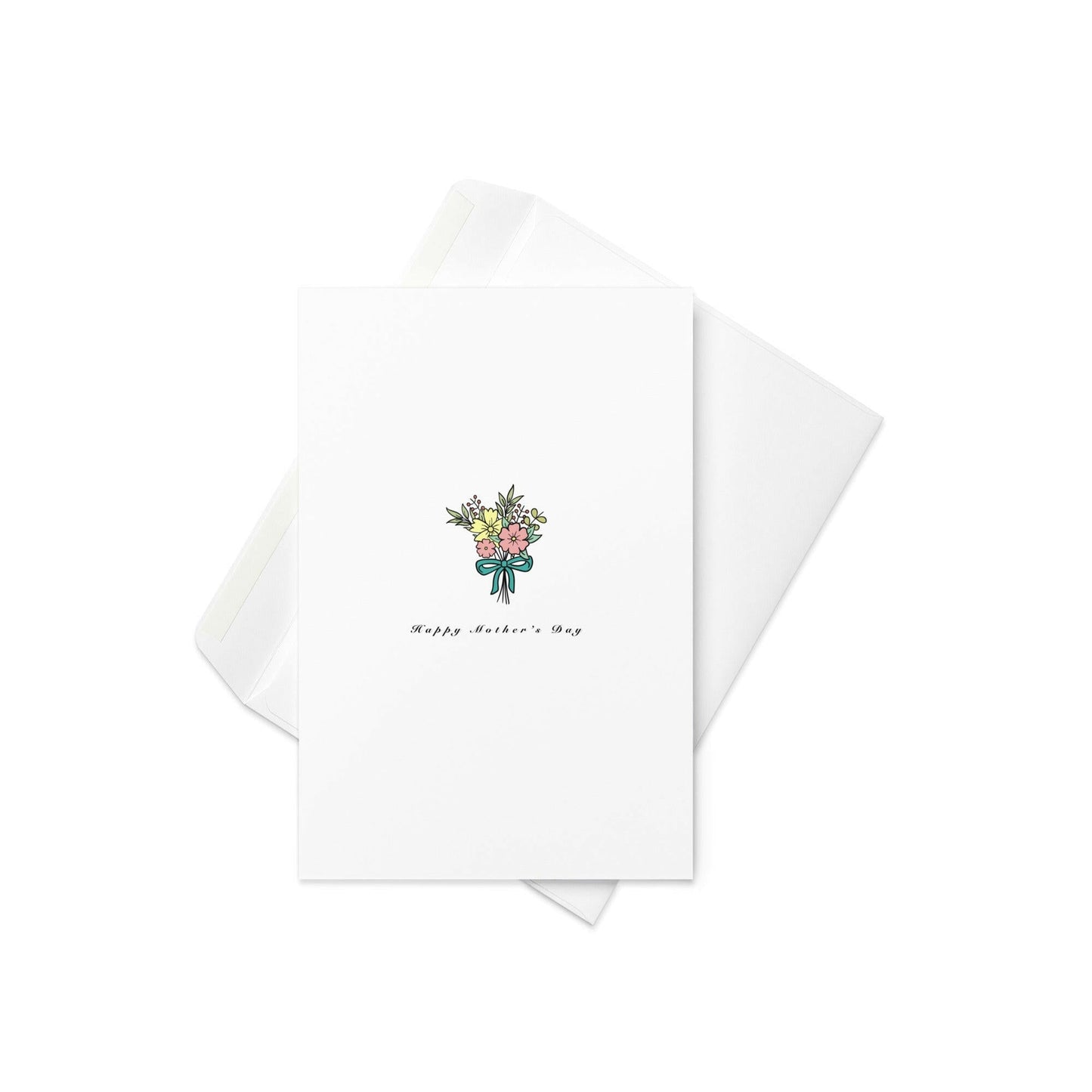 Happy Mother’s Day Card – Cute Illustrated Flower Bouquet with Bow (Blank Inside) - By The Moon