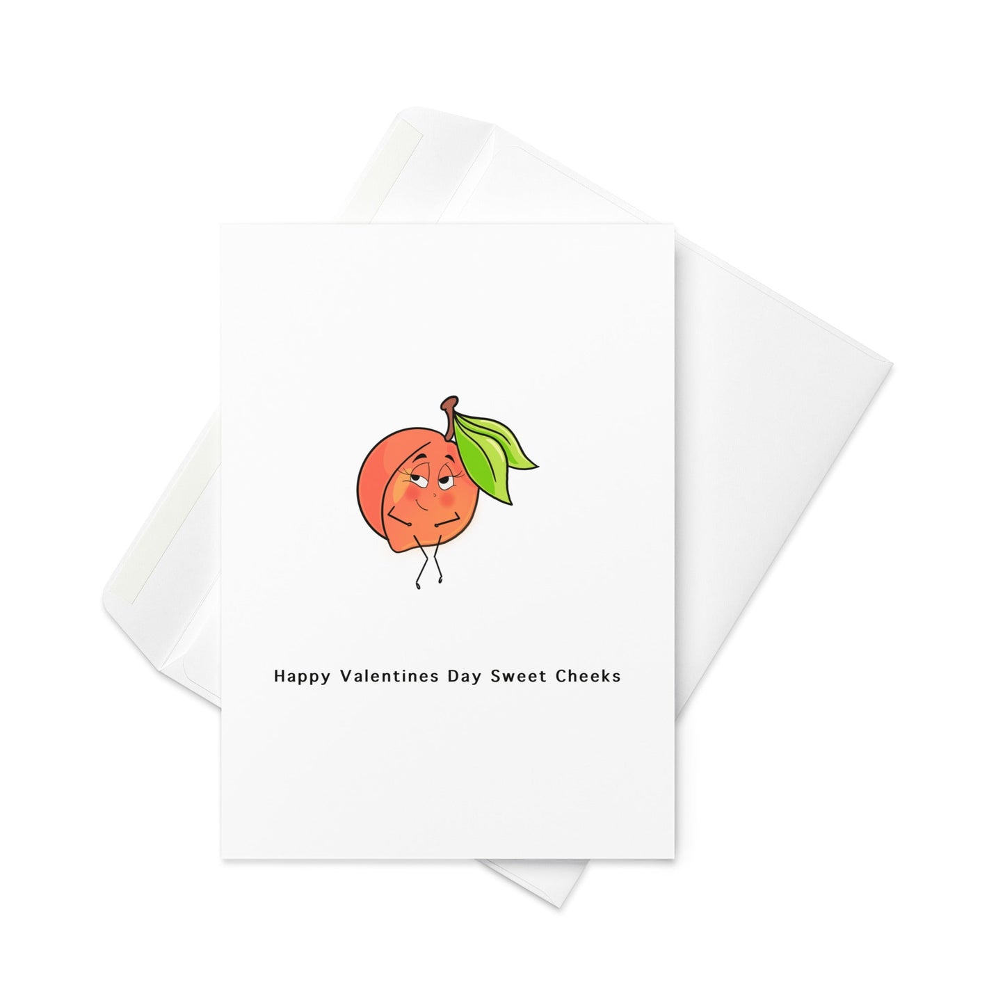 Happy Valentine’s Day Sweet Cheeks – Funny Peach Emoji Love Card (Blank Inside) - By The Moon