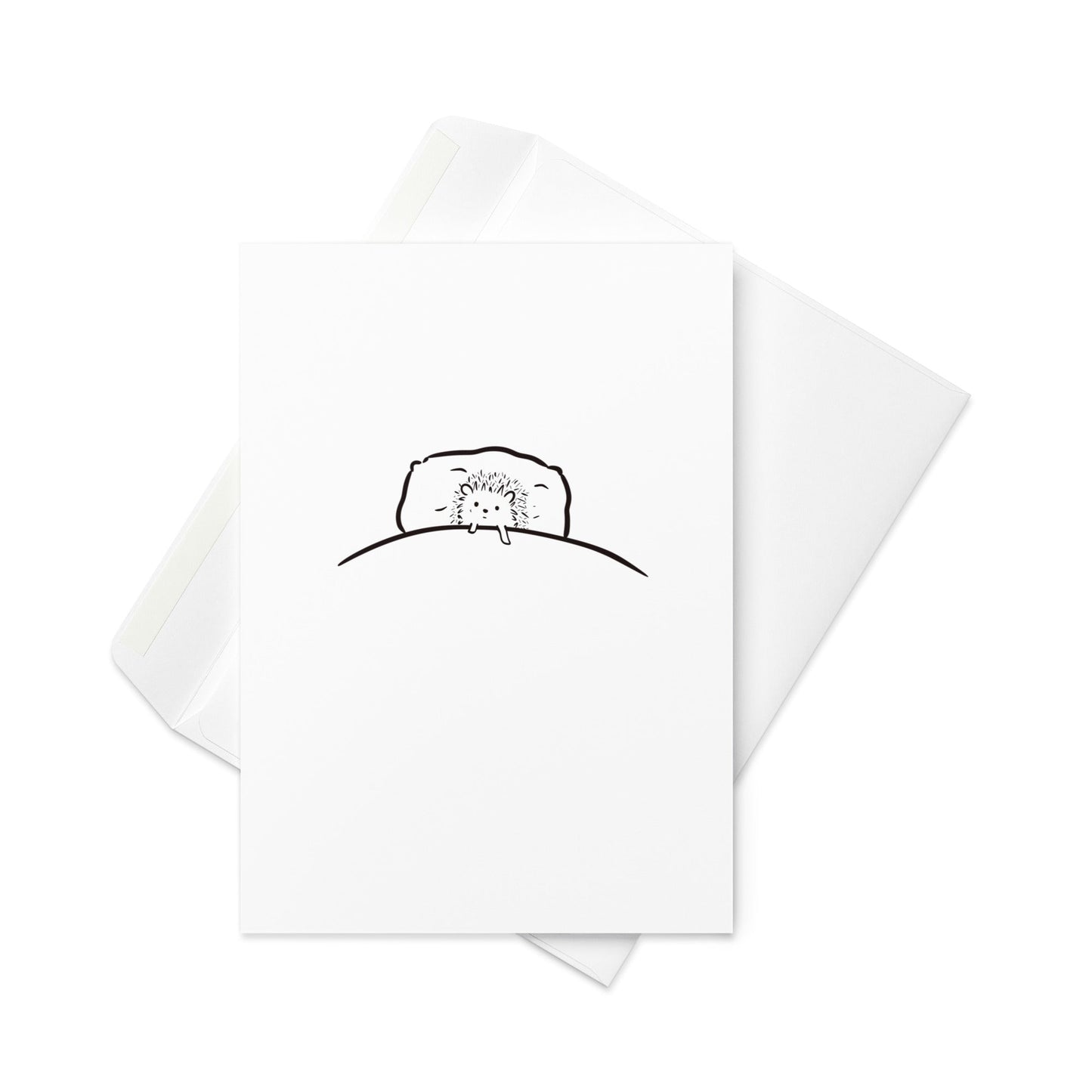Hedgehog in Bed – Cute Sleepy Hedgehog Greeting Card (Blank Inside) - By The Moon