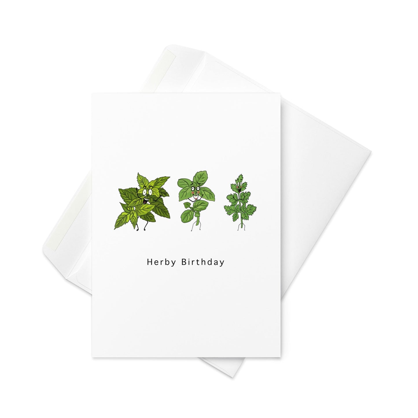 Herby Birthday – Cute Character Herbs Birthday Card (Blank Inside) - By The Moon