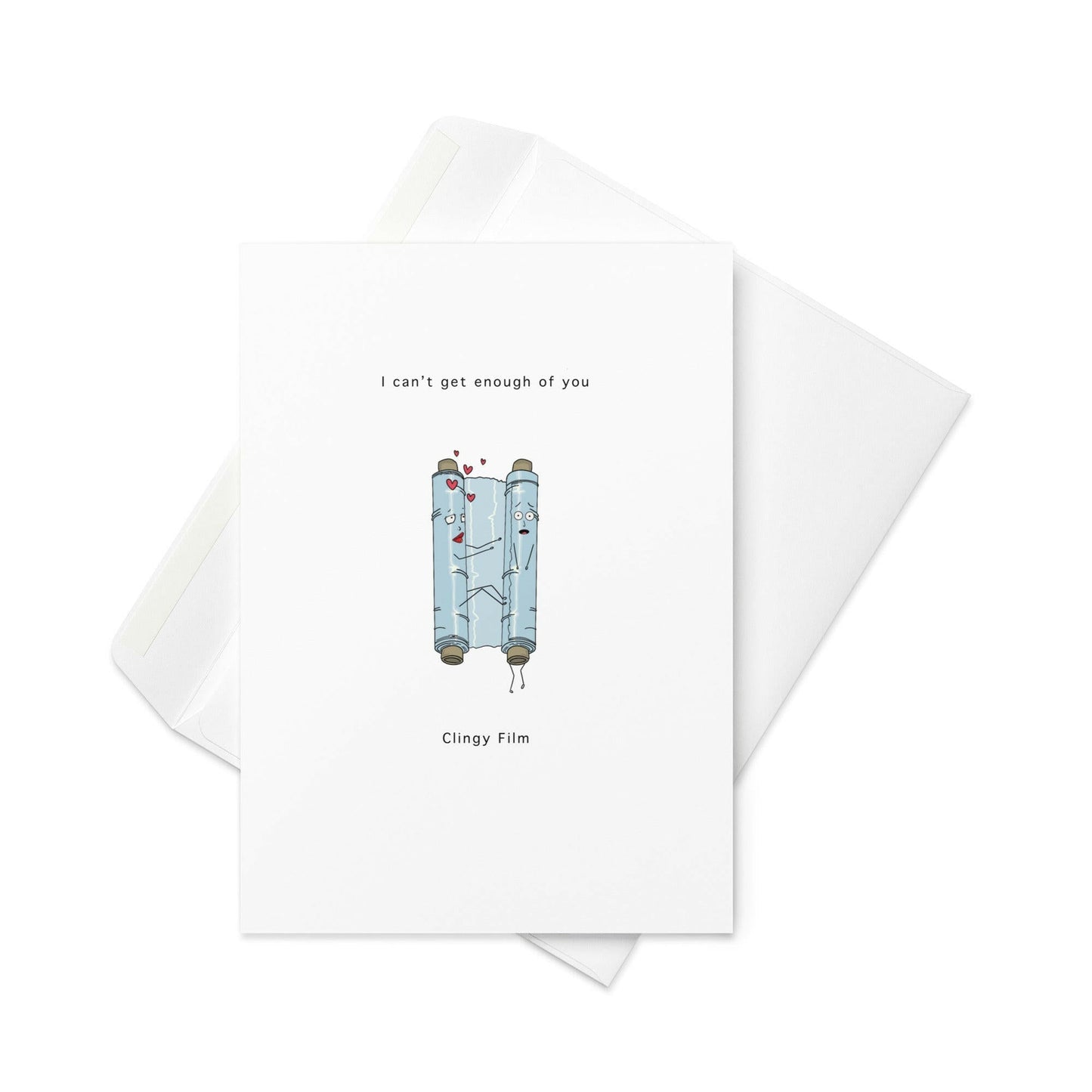 I Can’t Get Enough of You – Clingy Film Love Card with Cute Character Illustration (Blank Inside) - By The Moon