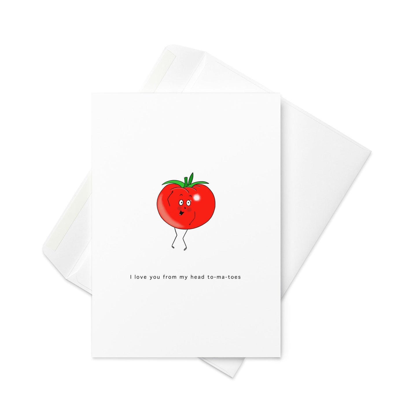 I Love You From My Head To - Ma - Toes – Cute Tomato Pun Love Card (Blank Inside) - By The Moon