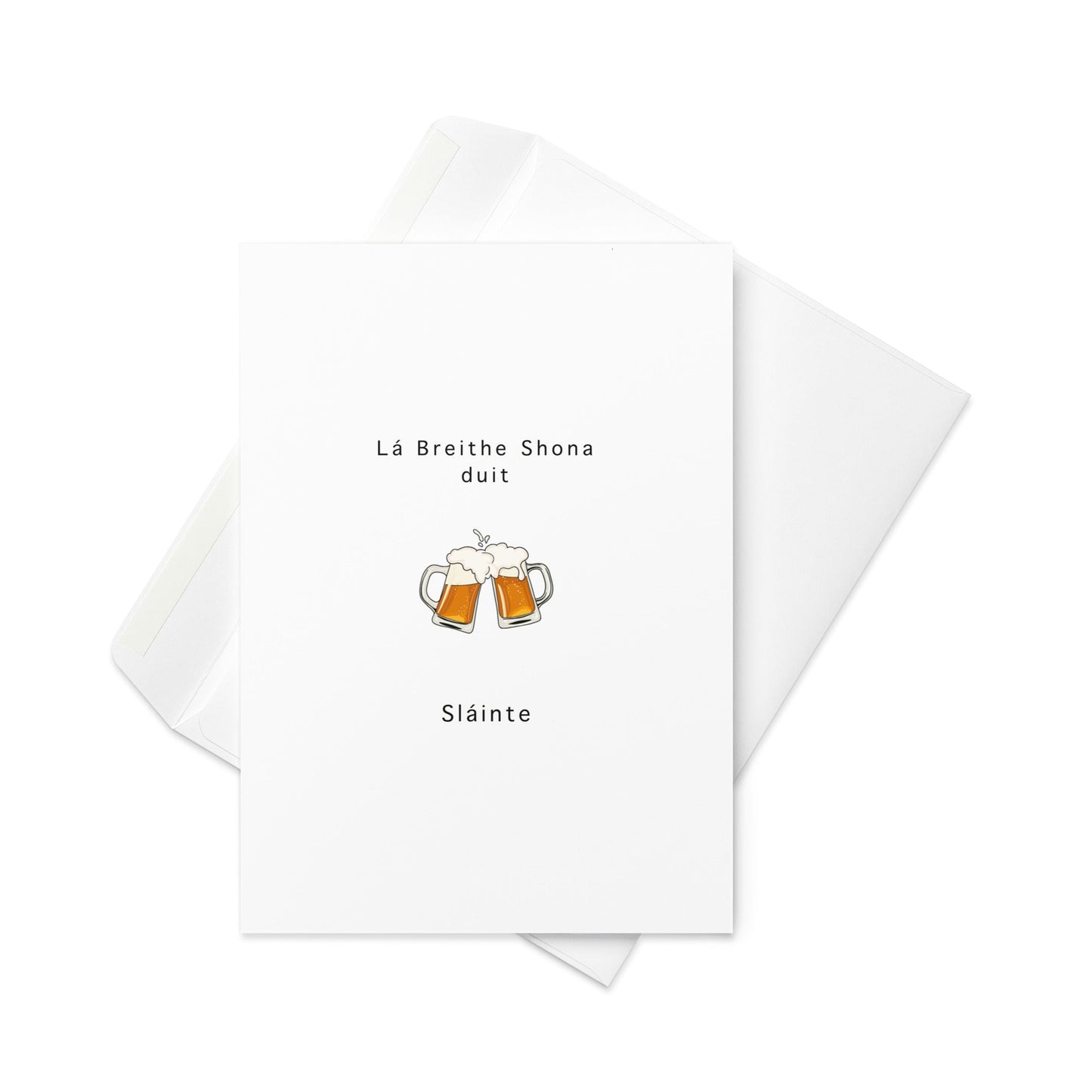 Lá Breithe Shona Duit – Irish Birthday Card with Sláinte & Beer Emoji (Blank Inside) - By The Moon