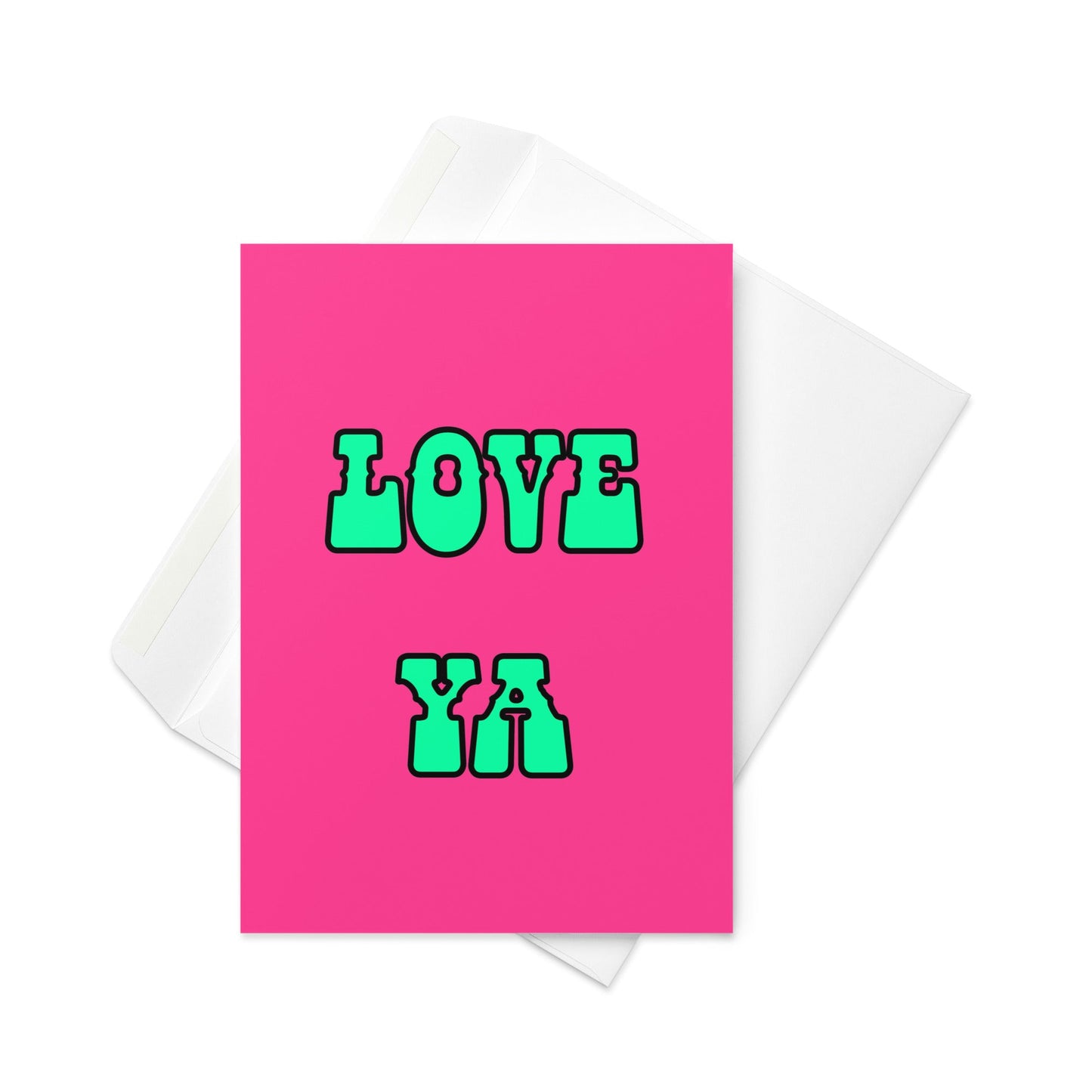 Love Ya - greeting card, bright pink card. blank inside. - By The Moon