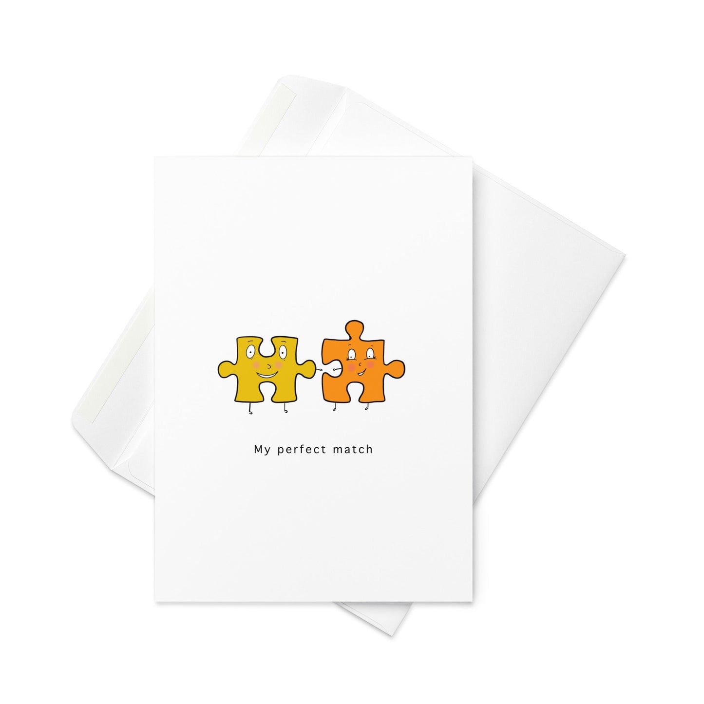 My Perfect Match Greeting card, cute jigsaw pieces greeting card, blank inside. - By The Moon