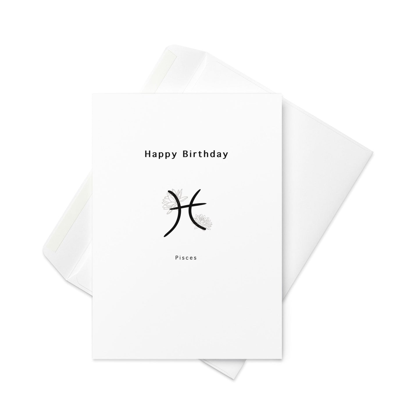 Pisces Birthday card, Star sign Birthday card, star sign and flower card, blank inside. - By The Moon