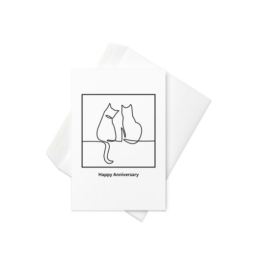 Anniversary card. Cute cat card. Blank Inside - By The Moon