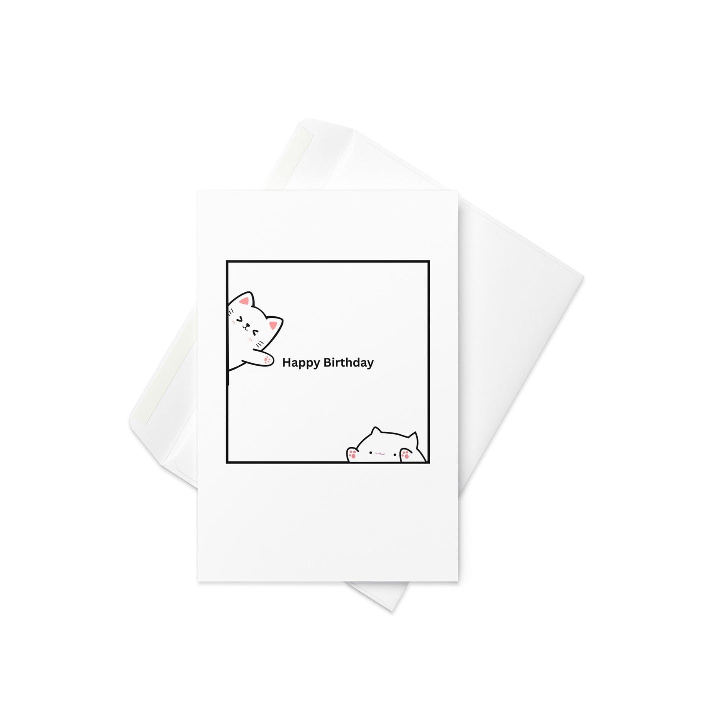 Cute Cat Birthday Card. Blank Inside - By The Moon