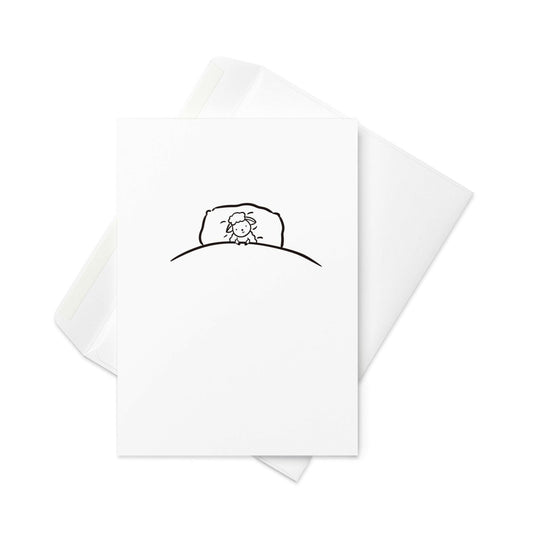 Cute lamb in a bed card - blank inside - greeting card - By The Moon