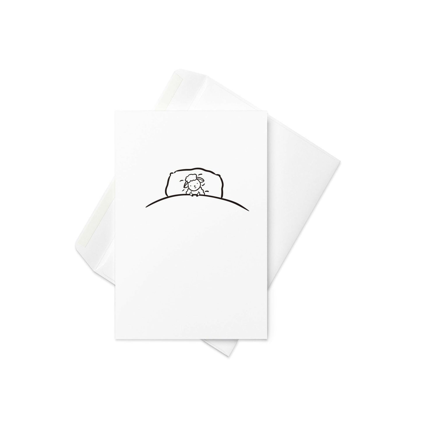 Cute lamb in a bed card - blank inside - greeting card - By The Moon