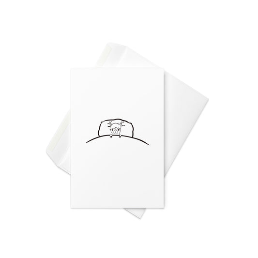Cute llama in a bed card - blank inside - greeting card - By The Moon