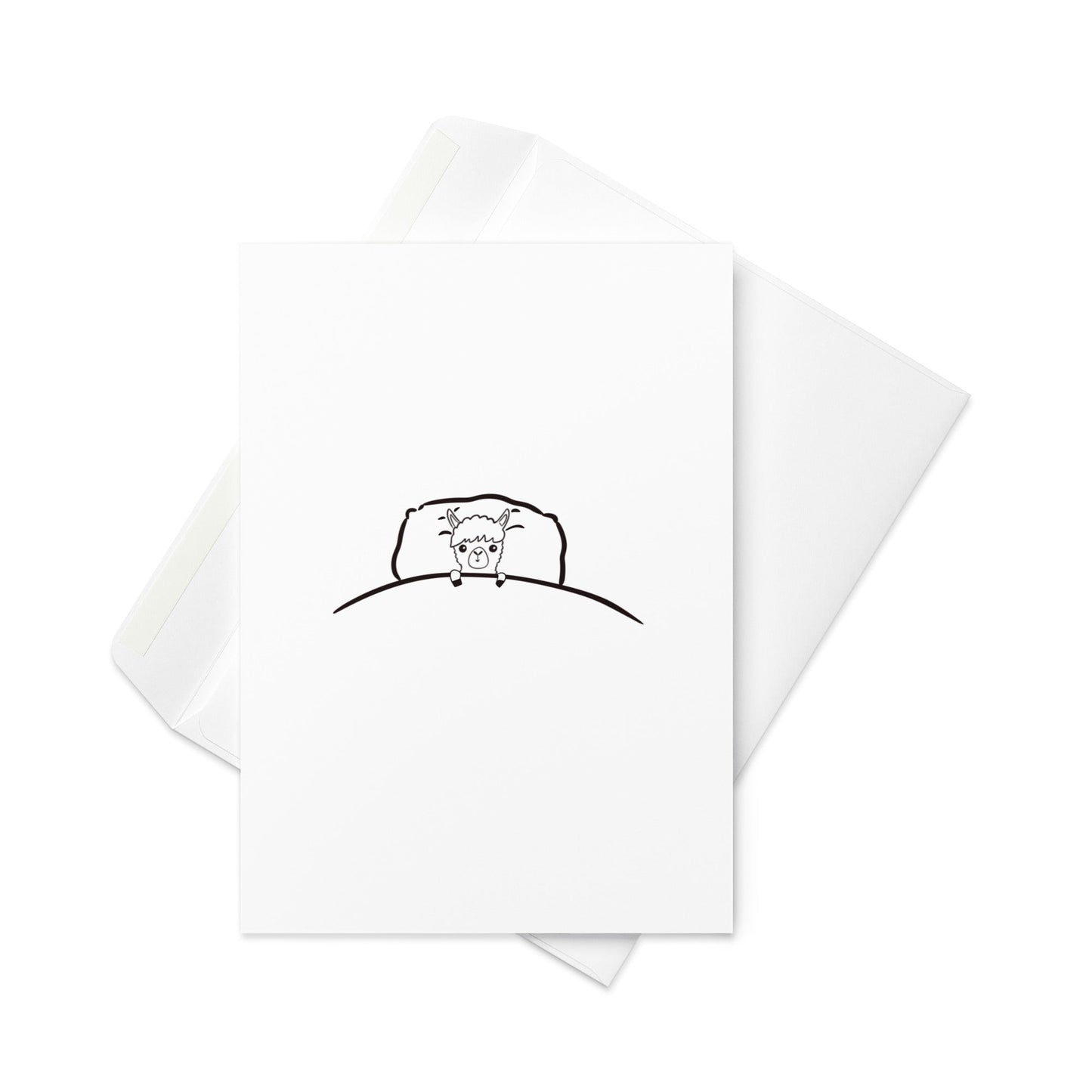 Cute llama in a bed card - blank inside - greeting card - By The Moon