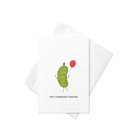 Feliz Cumpleanos Pepinillo, Spanish Pickle Birthday Card - By The Moon