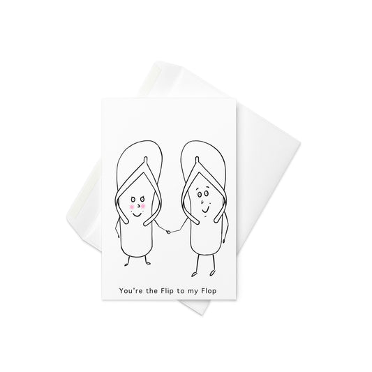 Flip Flop greeting card.Black and white. Small card. By The Moon - By The Moon