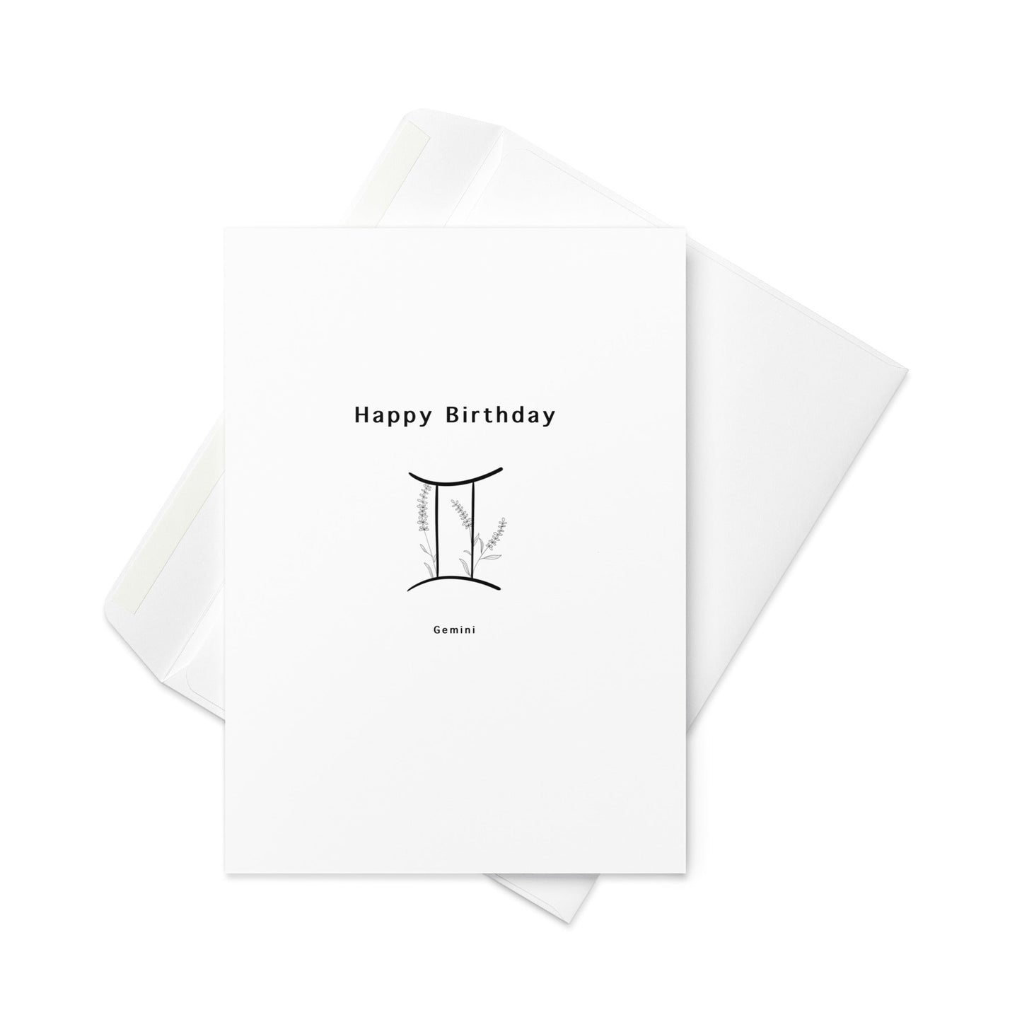 Gemini Star Sign Card – Zodiac Symbol with Lavender Illustration (Blank Inside) - By The Moon