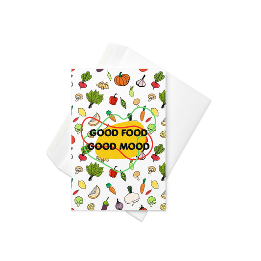 Good Food, Good Mood – Illustrated Vegetable Greeting Card (Blank Inside) - By The Moon