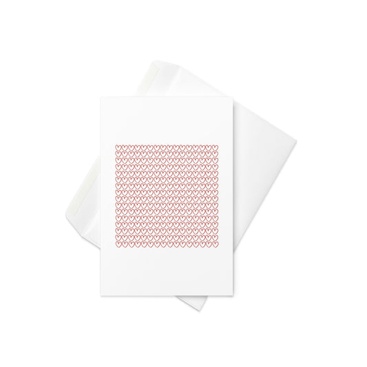 Grid of Little Love Hearts – Cute Love Heart Greeting Card (Blank Inside) - By The Moon