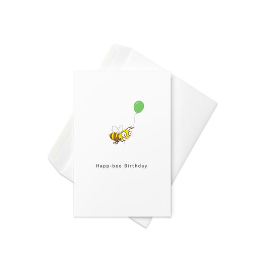Happ - Bee Birthday – Cute Cartoon Bee Birthday Card with Balloon (Blank Inside) - By The Moon