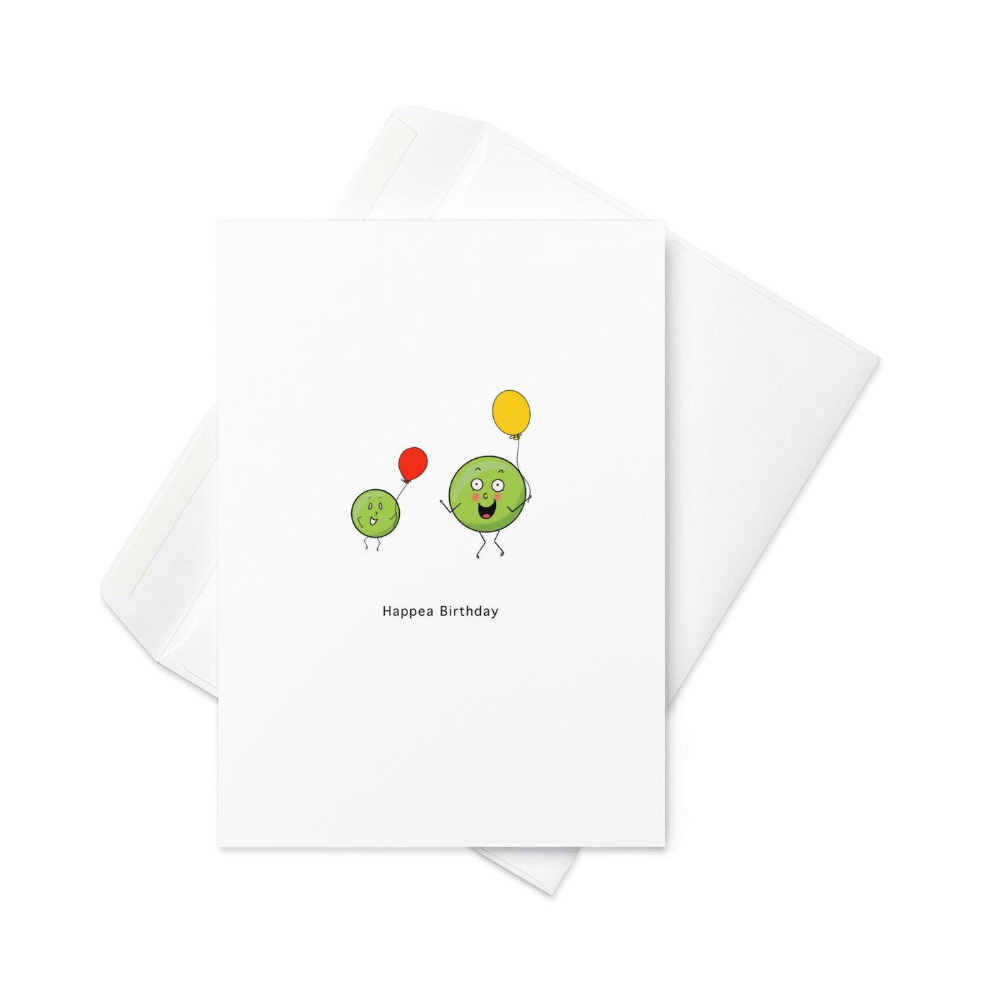 Happea Birthday – Cute Pea Pod Birthday Card with Balloons (Blank Inside) - By The Moon