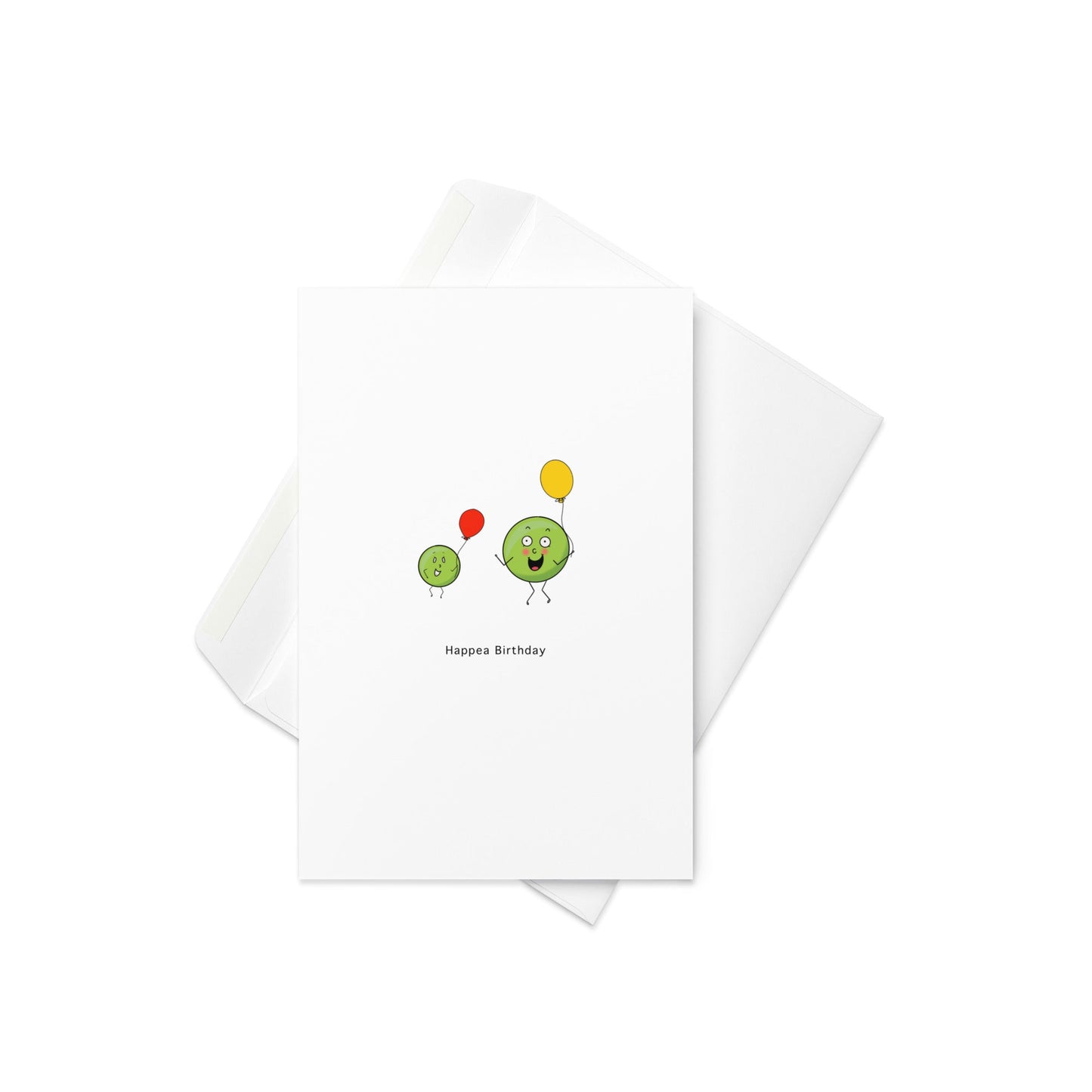 Happea Birthday – Cute Pea Pod Birthday Card with Balloons (Blank Inside) - By The Moon