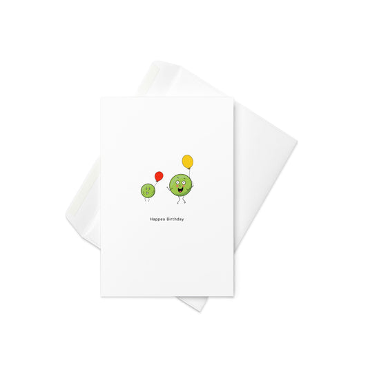 Happea Birthday – Cute Pea Pod Birthday Card with Balloons (Blank Inside) - By The Moon