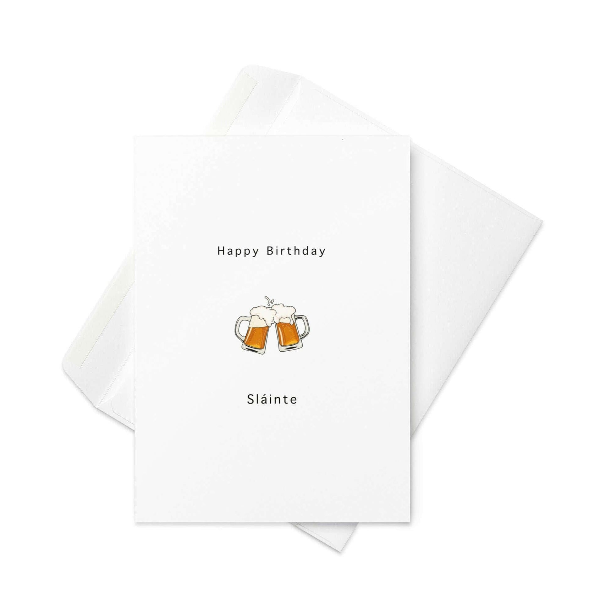 Happy Birthday – Cheers & Sláinte Beer Emoji Greeting Card (Blank Inside) - By The Moon