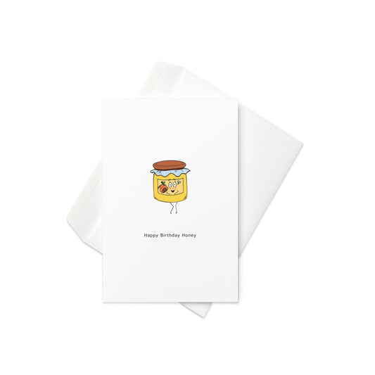 Happy Birthday Honey – Cute Honey Pot Character Card (Blank Inside) - By The Moon