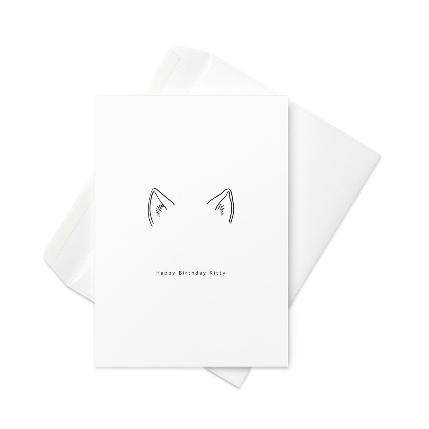 Happy Birthday Kitty – Minimalist Cat Ears Birthday Card (Blank Inside) - By The Moon