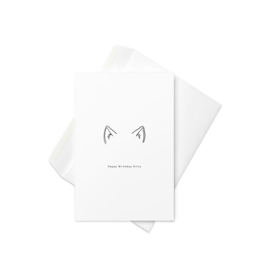 Happy Birthday Kitty – Minimalist Cat Ears Birthday Card (Blank Inside) - By The Moon