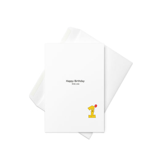 Happy Birthday Little One - Birthday card, First Birthday card, 1st Birthday card, card for one year old. Blank inside. - By The Moon