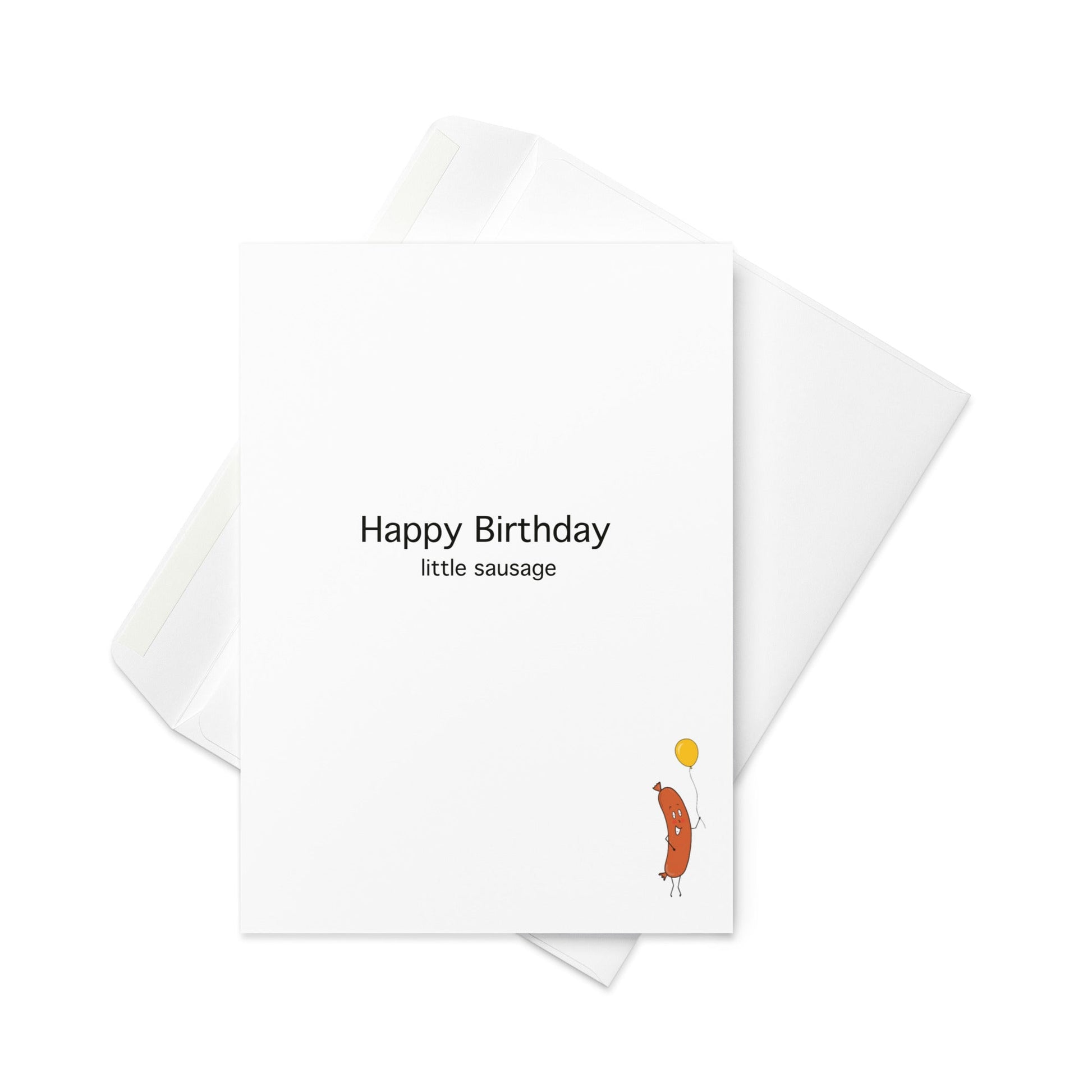 Happy Birthday Little sausage, Birthday Card, food pun card, funny card. Blank inside - By The Moon