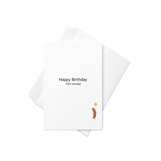 Happy Birthday Little sausage, Birthday Card, food pun card, funny card. Blank inside - By The Moon
