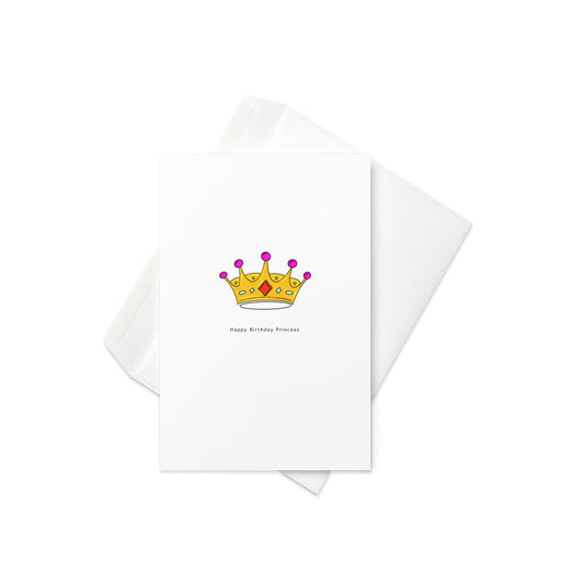 Happy Birthday Princess, Birthday Card, Blank inside, Cute Birthday card - By The Moon