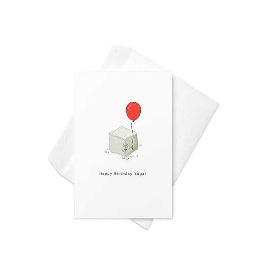 Happy Birthday Sugar – Cute Sugar Cube Birthday Card (Blank Inside) - By The Moon
