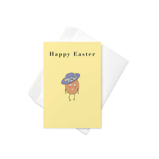 Happy Easter – Cute Character Egg Easter Card (Blank Inside) - By The Moon
