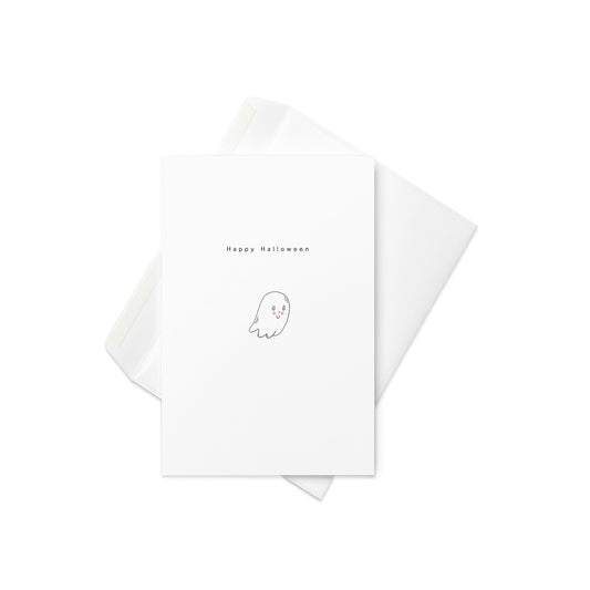 Happy Halloween – Cute Minimalist Ghost Card (Blank Inside) - By The Moon
