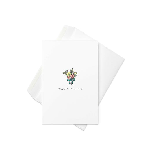 Happy Mother’s Day Card – Cute Illustrated Flower Bouquet with Bow (Blank Inside) - By The Moon