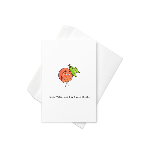 Happy Valentine’s Day Sweet Cheeks – Funny Peach Emoji Love Card (Blank Inside) - By The Moon