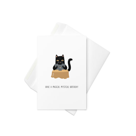 Have a magical mystical Birthday, Birthday card, cat card, blank inside. - By The Moon