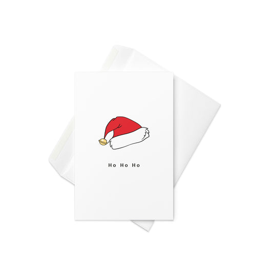 HO HO HO – Santa Hat Christmas Card (Blank Inside) - By The Moon
